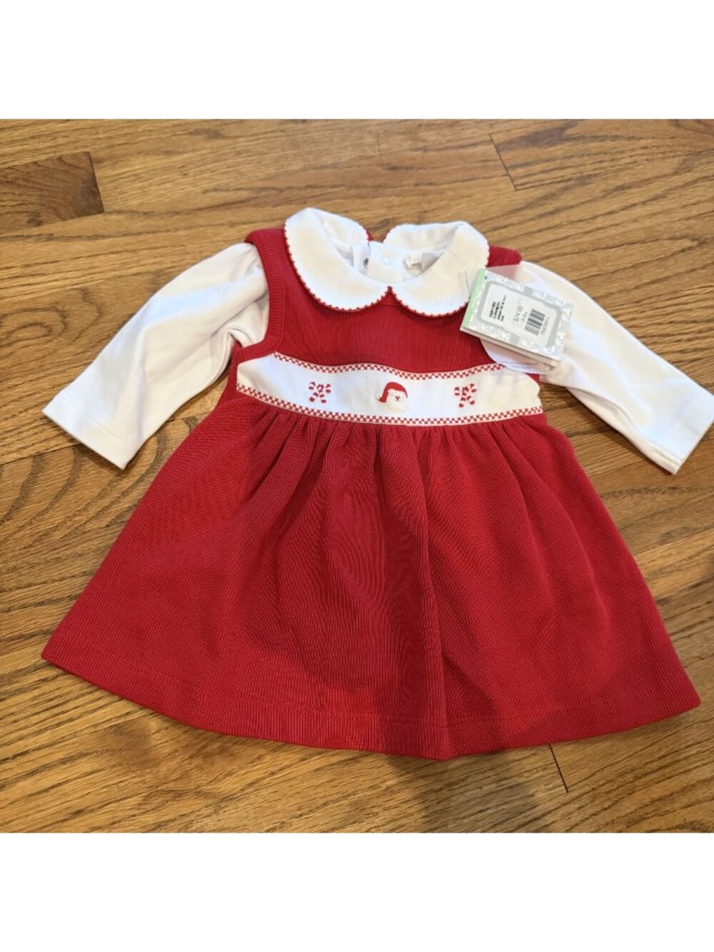 KISSY KISSY JUMPER SET WITH HAND EMBROIDERY 0-3 MONTH NEW CHRISTMAS DRESS